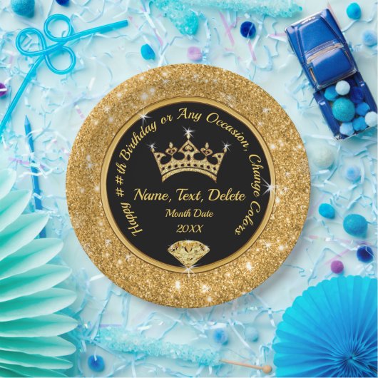 Personalisierte Kronen-Teller, Queen Theme Party Pappteller (Party)