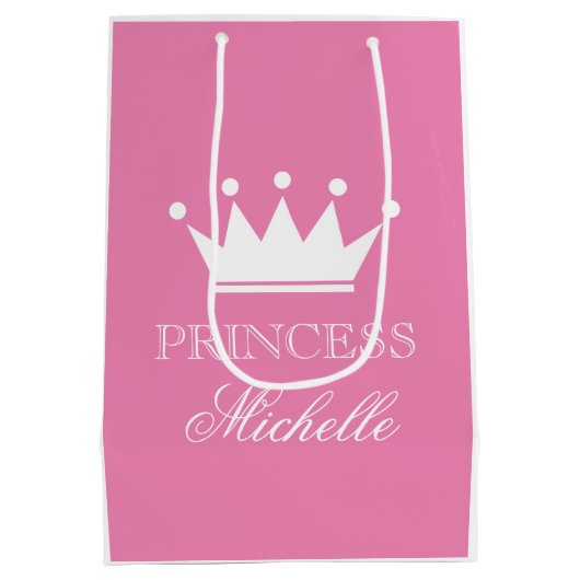 Personalisierte Kronengeschenktasche für Mädchen Mittlere Geschenktüte (Rückseite)