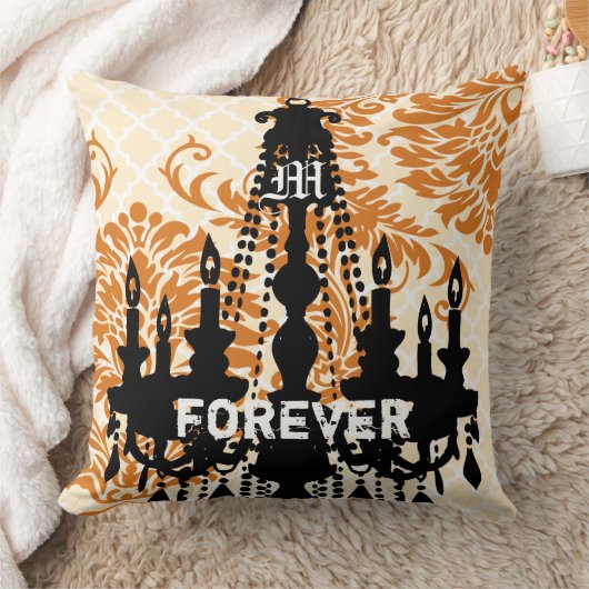 Personalisierte Kronleuchter-Monogramm mit Hochzei Kissen (Decke)