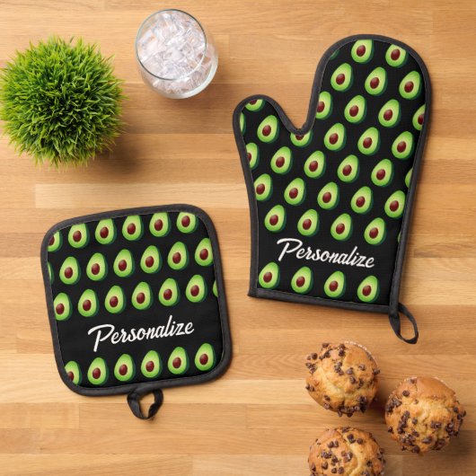 Personalisierte Küche Ofenhandschuh & Topflappen-Set (Oben Unten)