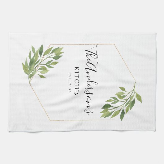 Personalisierte Küchengrün Geschirrtuch (Horizontal)
