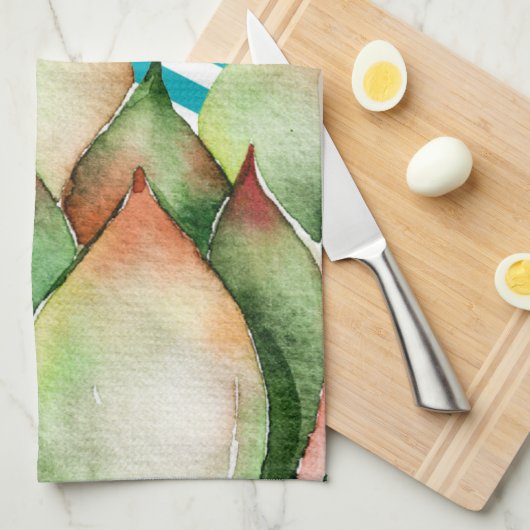 Personalisierte Küchenhandtuch Boho Cacti Cactus S Geschirrtuch (Viertel Falte)