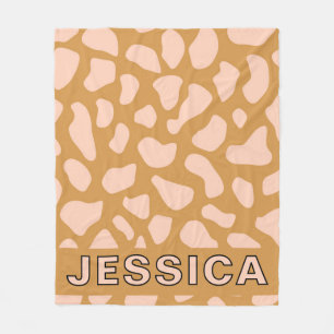 Personalisierte Kuh-Druck Blush Rosa Beige Fleecedecke