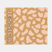 Personalisierte Kuh-Druck Blush Rosa Beige Fleecedecke (Vorderseite (Horizontal))
