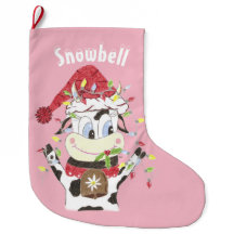 Personalisierte Kuh Rosa Weihnachtszeit Strumpf