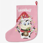 Personalisierte Kuh Rosa Weihnachtszeit Strumpf Großer Weihnachtsstrumpf (Rückseite)