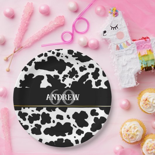 Personalisierte Kuh Spots Print Bauer 60 Geburtsta Pappteller (Party)