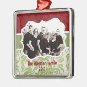 Personalisierte kundenspezifische Weihnachten-FOTO Silbernes Ornament (Links)
