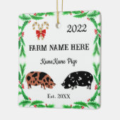 Personalisierte KuneKune Pig Farm Weihnachten #2 Keramikornament (Links)