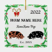 Personalisierte KuneKune Pig Farm Weihnachten #2 Keramikornament (Rückseite)