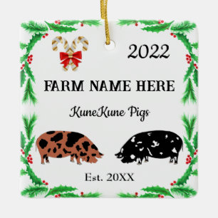 Personalisierte KuneKune Pig Farm Weihnachten #2 Keramikornament