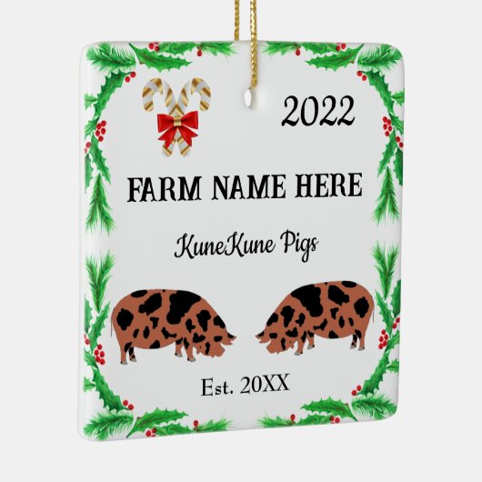 Personalisierte KuneKune Pig Farm Weihnachten Keramikornament (Rechts)