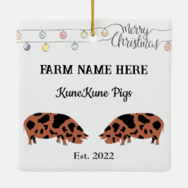 Personalisierte KuneKune Pig Farm Weißes Weihnacht Keramikornament