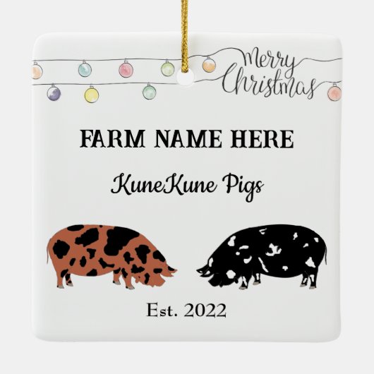 Personalisierte KuneKune Pig Farm Weißes Weihnacht Keramikornament (Rückseite)