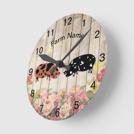 Personalisierte KuneKune-Schweinezucht Runde Wanduhr (Winkel)