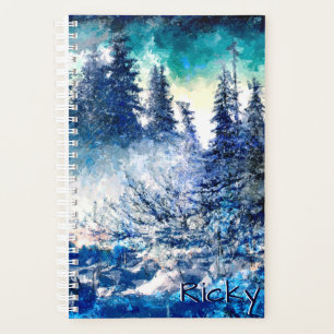 Personalisierte Kunst-Winter-Bergwelt Planer