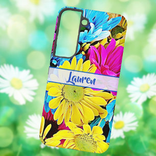 Personalisierte künstlerische Blumen-Daisy-Namens  Samsung Galaxy Hülle