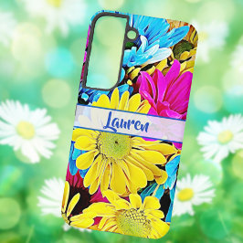 Personalisierte Künstlerische Floral Daisy Name Sa Samsung Galaxy Hülle