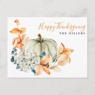 Personalisierte Kürbis-Happy-Thanksgiving-Karte Postkarte