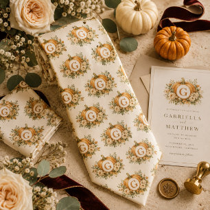 Personalisierte Kürbis-Monogramm-Hochzeit Krawatte