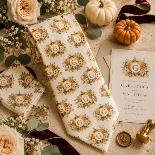 Personalisierte Kürbis-Monogramm-Hochzeit Krawatte