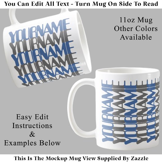 Personalisierte Kurze Benutzerdefinierte Name Blau Kaffeetasse
