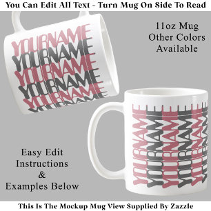 Personalisierte kurze benutzerdefinierte Name Rosa Kaffeetasse