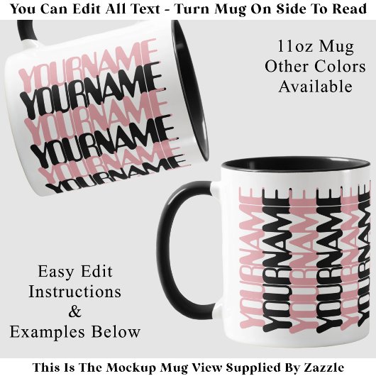 Personalisierte kurze benutzerdefinierte Name Rosa Tasse
