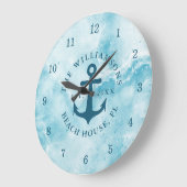 Personalisierte Küste Aquamarin Blue Aqua Beach Ho Große Wanduhr (Winkel)