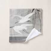 Personalisierte Küstenlinie Egret Bird Badhandtuch Set (Waschlappen)