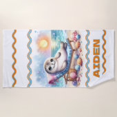 Personalisierte Küstennähe: Urlaub eines Siegels Strandtuch (Vorderseite)