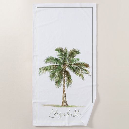 Personalisierte Küstenpalme Strandtuch (Vorderseite)