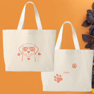 Personalisierte Labrador-Mama-Tasche in Lachsrosa Jumbo Stoffbeutel