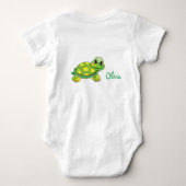Personalisierte lächelnde Schildkröte Baby Strampler (Rückseite)