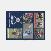 Personalisierte Lacrosse 5 Fotocollage Name Team # Fleecedecke (Vorderseite (Horizontal))