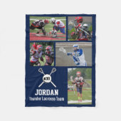 Personalisierte Lacrosse 5 Fotocollage Name Team # Fleecedecke (Vorderseite)