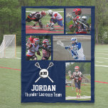 Personalisierte Lacrosse 5 Fotocollage Name Team # Fleecedecke<br><div class="desc">Diese personalisierte Lacrosse Fleece Decke beinhaltet Ihre 5 Fotos, den Namen des Lacrosse Spielers, die Jerseynummer und den Teamnamen. Personalisieren Sie Ihre Einstellungen mit Action Shots, einem Team-Foto, Field-Foto, etc. Verändern Sie die Hintergrundfarbe einfach, um den Teamfarben zu entsprechen - klicken Sie einfach auf die gewünschte Farbe und dann auf...</div>