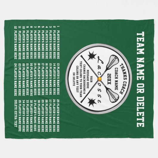 Personalisierte Lacrosse Coach Geschenke aus grün Fleecedecke (Vorderseite (Horizontal))