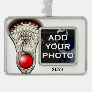 Personalisierte Lacrosse Collectible Rahmen-Ornament Silber