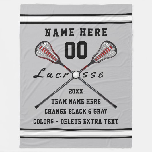 Personalisierte Lacrosse-Decke Ihr TEXT und FARBEN Fleecedecke (Vorderseite)