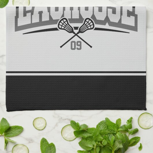 Personalisierte Lacrosse Player ADD-Teamnummer Geschirrtuch (Gefaltet)