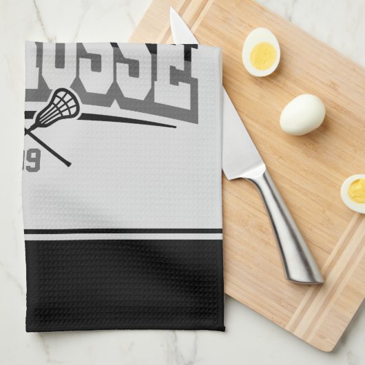 Personalisierte Lacrosse Player ADD-Teamnummer Geschirrtuch (Viertel Falte)