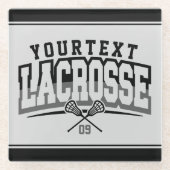 Personalisierte Lacrosse Player ADD-Teamnummer Glasuntersetzer (Vorderseite)