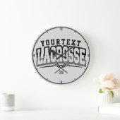 Personalisierte Lacrosse Player ADD-Teamnummer Große Wanduhr (Zuhause)
