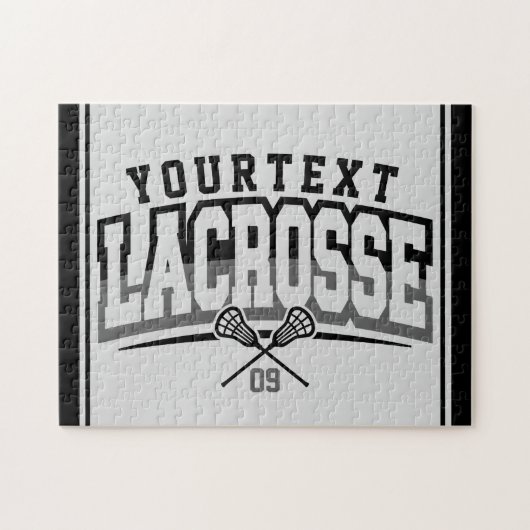 Personalisierte Lacrosse Player ADD-Teamnummer Puzzle (Horizontal)