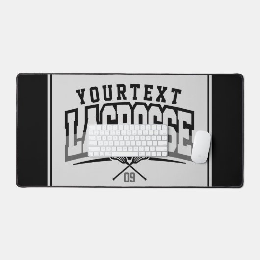 Personalisierte Lacrosse Player ADD-Teamnummer Schreibtischunterlage (Tastatur & Maus)