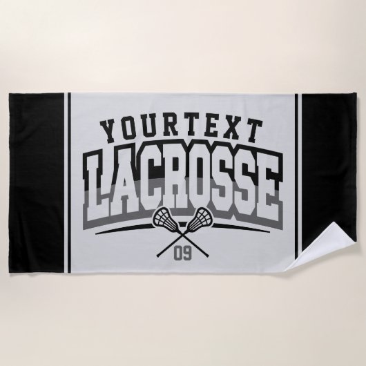 Personalisierte Lacrosse Player ADD-Teamnummer Strandtuch (Vorderseite)