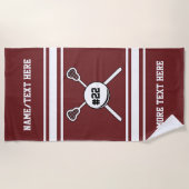 Personalisierte Lacrosse-Spieler-Namen-Jersey-Zahl Strandtuch (Vorderseite)