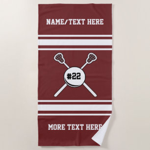 Personalisierte Lacrosse-Spieler-Namen-Jersey-Zahl Strandtuch