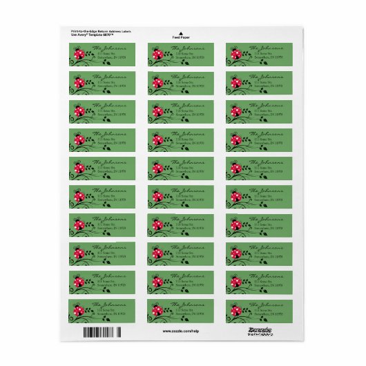 Personalisierte Lady Bug Address Labels Ladybug (Vorne)